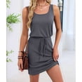 thumbnail image 6 of Women'S Waffle Knit Tank Dress Sleeveless Square Neck Casual Summer Outfit Gray M, 6 of 9