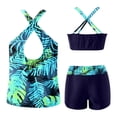 thumbnail image 5 of HUAXUN Tankini Swimsuits for Women Full Coverage Swimsuits V Neck High Waisted Skirted Bottom Tummy Control Tankini 3036 3 Piece Swimsuit for Women, 5 of 6