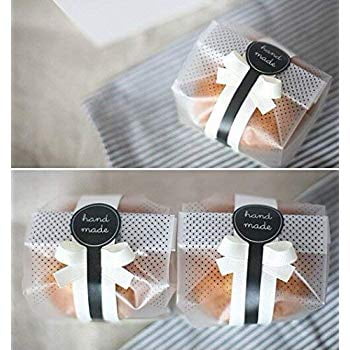 SAILING-GO 48 pcs.//Pack Translucent Plastic Bags for Cookie,Cupcake,Chocolate,Candy,Snack Wrapping Good for Bakery Party with Gold Inserts and Thank You Stickers