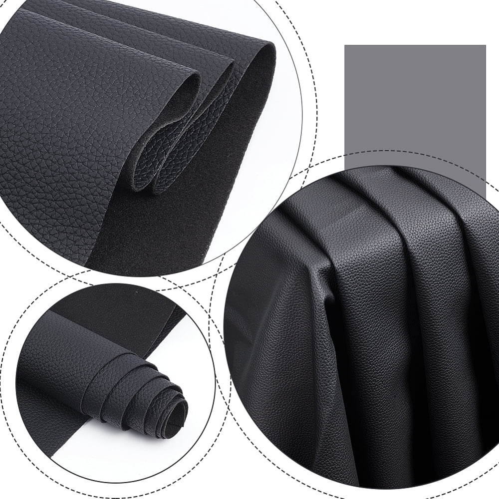 1 Yard Lichee Pattern PVC Leather Fabric for DIY Bag Clothing Accessories Black 1400x1mm