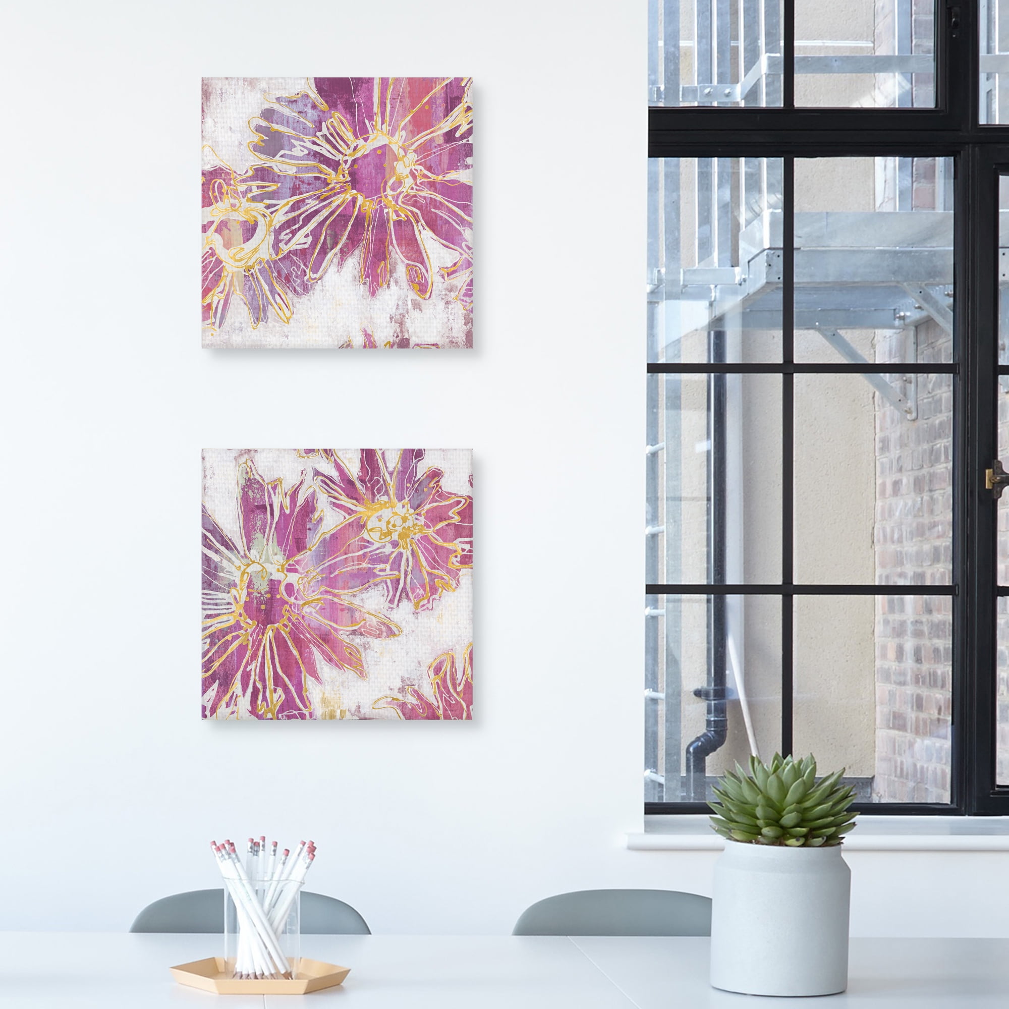Floral Kick I & II by Bridges Set of 2 Canvas Art Prints
