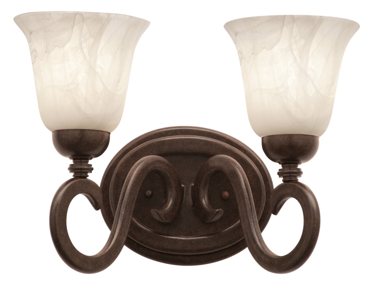 Bathroom Vanity 2 Light With French Cream Tone Finish Victorian Glass