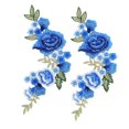 thumbnail image 1 of Lot de 2 patchs décoratifs en polyester et soie à motif de roses bleues, pour confection de vêtements, broderies, t-shirts et sacs, 1 of 4