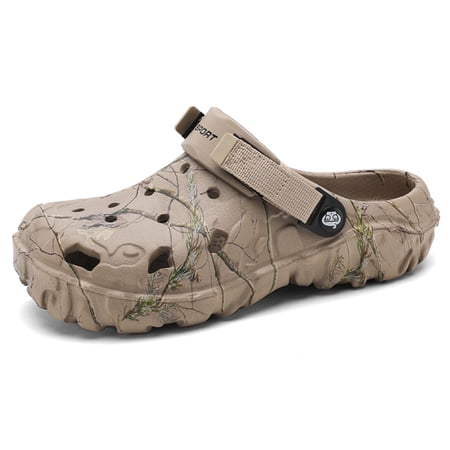 MGEZCOO Men's Camouflage Clogs – Breathable Garden Shoes, Slip-On Water Sandals with Adjustable Strap, Outdoor Beach Slippers for Summer Comfort