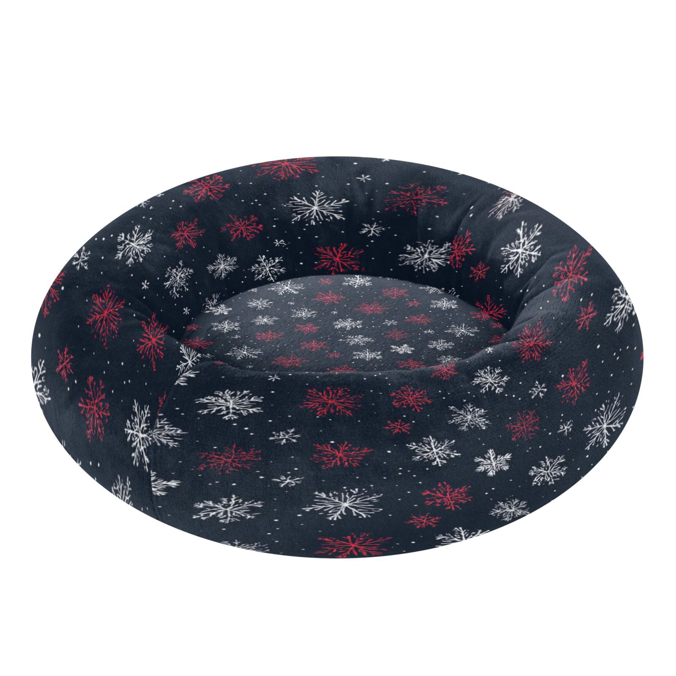 Iauyy Pet Couch Donut Cat Bed for Indoor Cats/Small Dogs Washable & Machine with Non-slip Bottom Calming Cat Furniture, Military Blue Background (M)