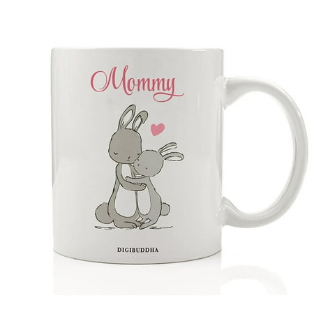 Bunny Mommy Mug, Rabbit Mother & Child Gift Idea for Her from Son Daughter Boy Girl Soon to Be Mom Baby Shower Pregnant Woman Pregnancy Christmas Present 11oz Ceramic Coffee Cup by Digibuddha (Best Christmas Gift For Pregnant Daughter In Law)