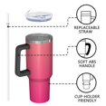 thumbnail image 4 of 40oz Tumbler with Handle and Straw, Vacuum Insulated Stainless Steel Travel Mug, Fits Car Cup Holder, Gradient Print, 4 of 6