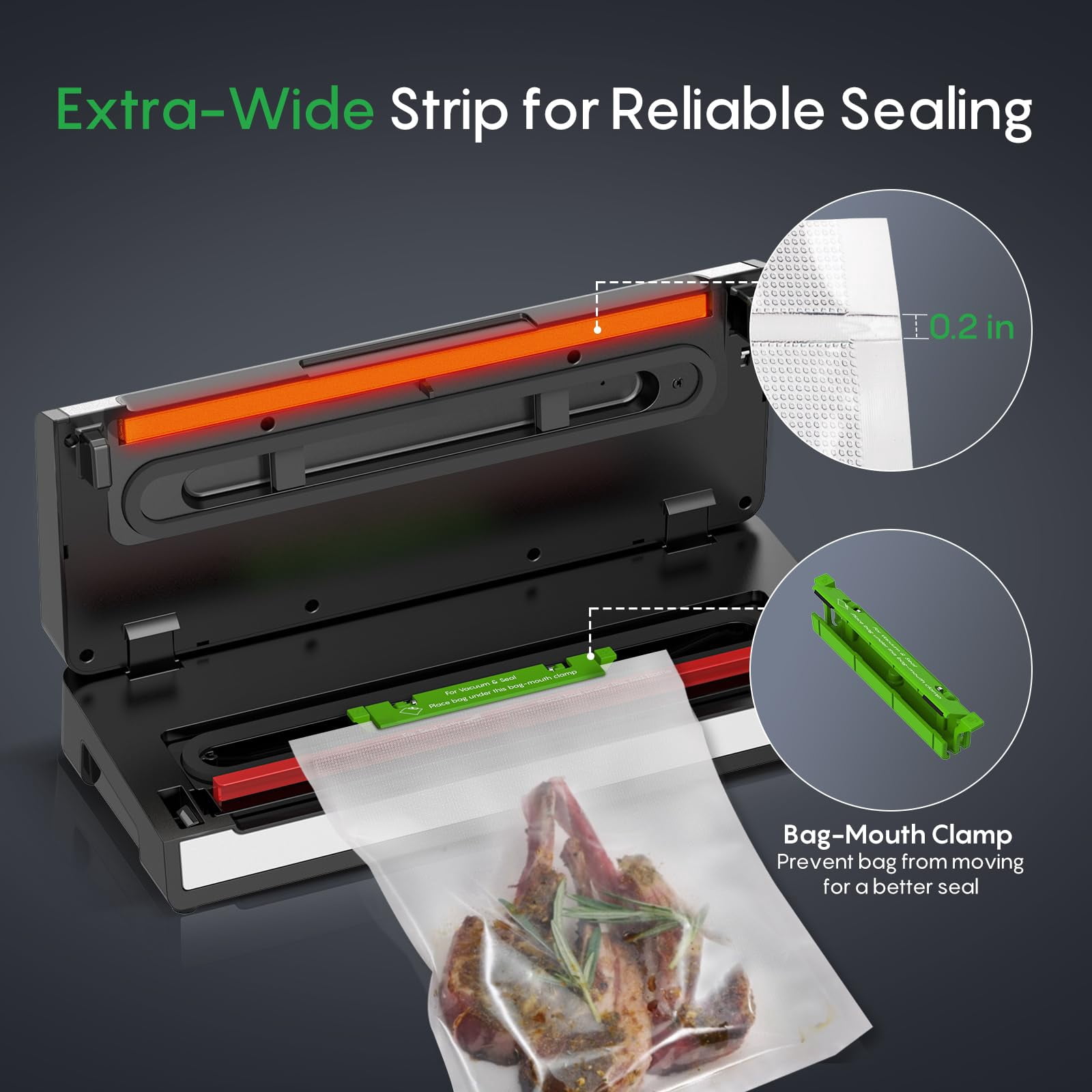 Vacuum Sealer Machine Silver Black Large for Food Storage