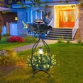 thumbnail image 4 of Gymax Solar Outdoor Bird Bath & Feeder Combo w/ Flower Planter Pedestal & Solar Lights Bronze, 4 of 10