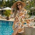 thumbnail image 4 of Xixirimido Vibrant Boho Mandala Paisley Print Women's Versatile Beach Cover Up Long Sleeve Button Down Shirt Dress Casual Swim Cover Up for Beach Pool Cruise, Size M, 4 of 7