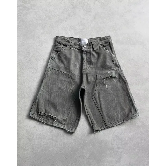Pantalones cortos deportivos casuales con estampado de letras de camuflaje para exteriores, pantalones cortos de mezclilla sueltos básicos para correr y hacer ejercicio con diseño retro de verano