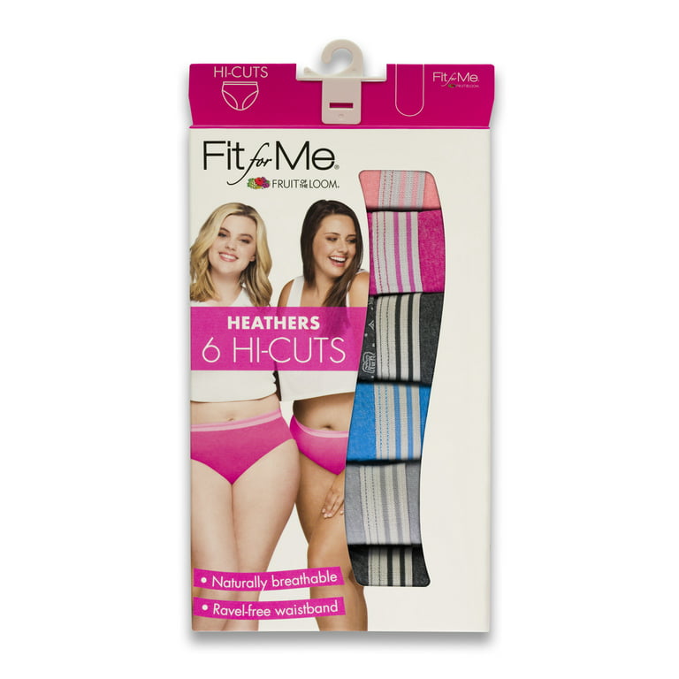 Women's Plus Fit for Me® Heather Brief Panty, Assorted 6 Pack