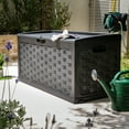 thumbnail image 5 of Starplast 88 Gallon Rattan Deck Box, Black, 5 of 6