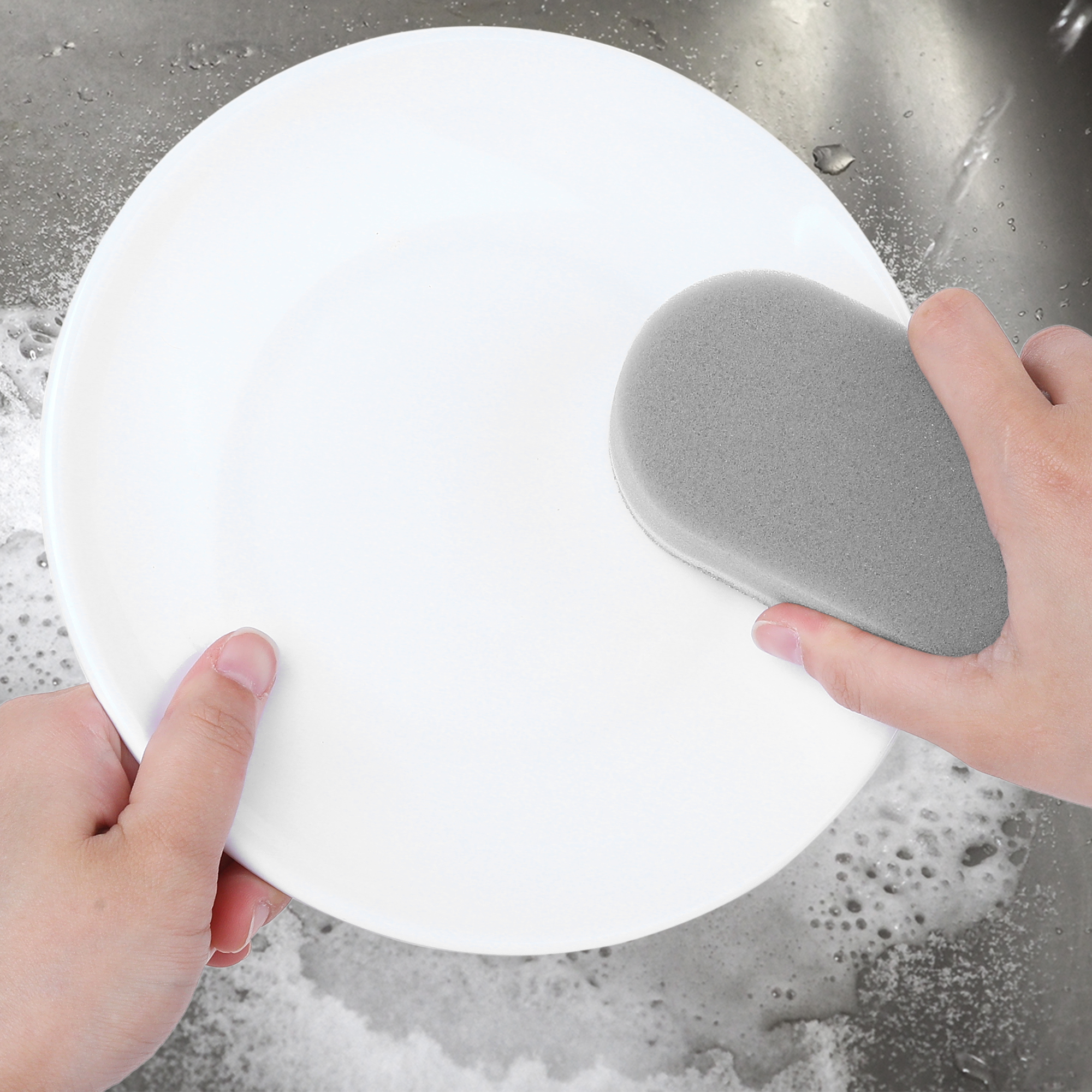 Unique Bargains Kitchen Scrub Sponges Non-Scratch Cleaning Sponge for Household Silver 3
