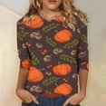 thumbnail image 1 of Pulls Pulls pulls Vêtements Vêtements Mode d'Automne Confortables Décontractés 2023 Mode Femmes Halloween Impression en Vrac T-shirt Manches 3/4 Col Rond Chemise Décontractée, 1 of 5