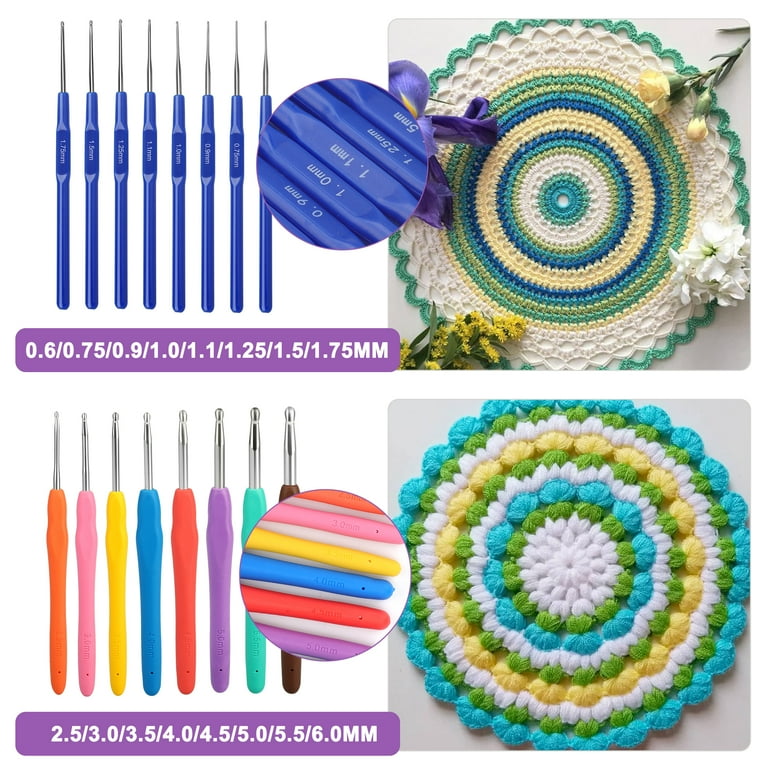 EEEkit 16 Size Crochet Hook Set, 0.6-6mm Ergonomic Needles with
