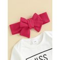 thumbnail image 4 of Infant Baby Girls 3PCS Pants Sets White Long Sleeve Letter Print Romper Red Flared Pants Headband Sets, 4 of 8