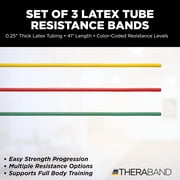 THERABAND Resistance Tubes, Beginner Set, Yellow, Red, and Green, 5 ft Latex Tubing, Home or Clinic Use, Cut-to-Fit, Color-Coded Resistance Bands for Upper & Lower Body Workouts