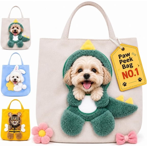 Paw Peek Bag Portable Pet Canvas Shoulder Carrier Tote for Small Dogs&Cats