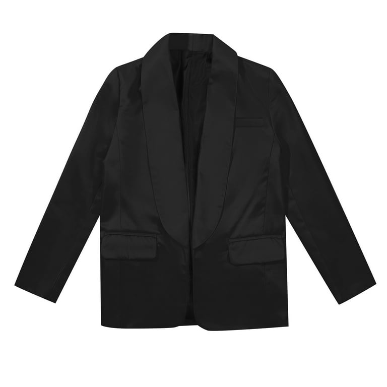 Blazer for Girls Long Sleeve Lapel Suit Open Front Black Suit Jacket with Inner Pocket Girls Business Suit for Girls 5-6 Years