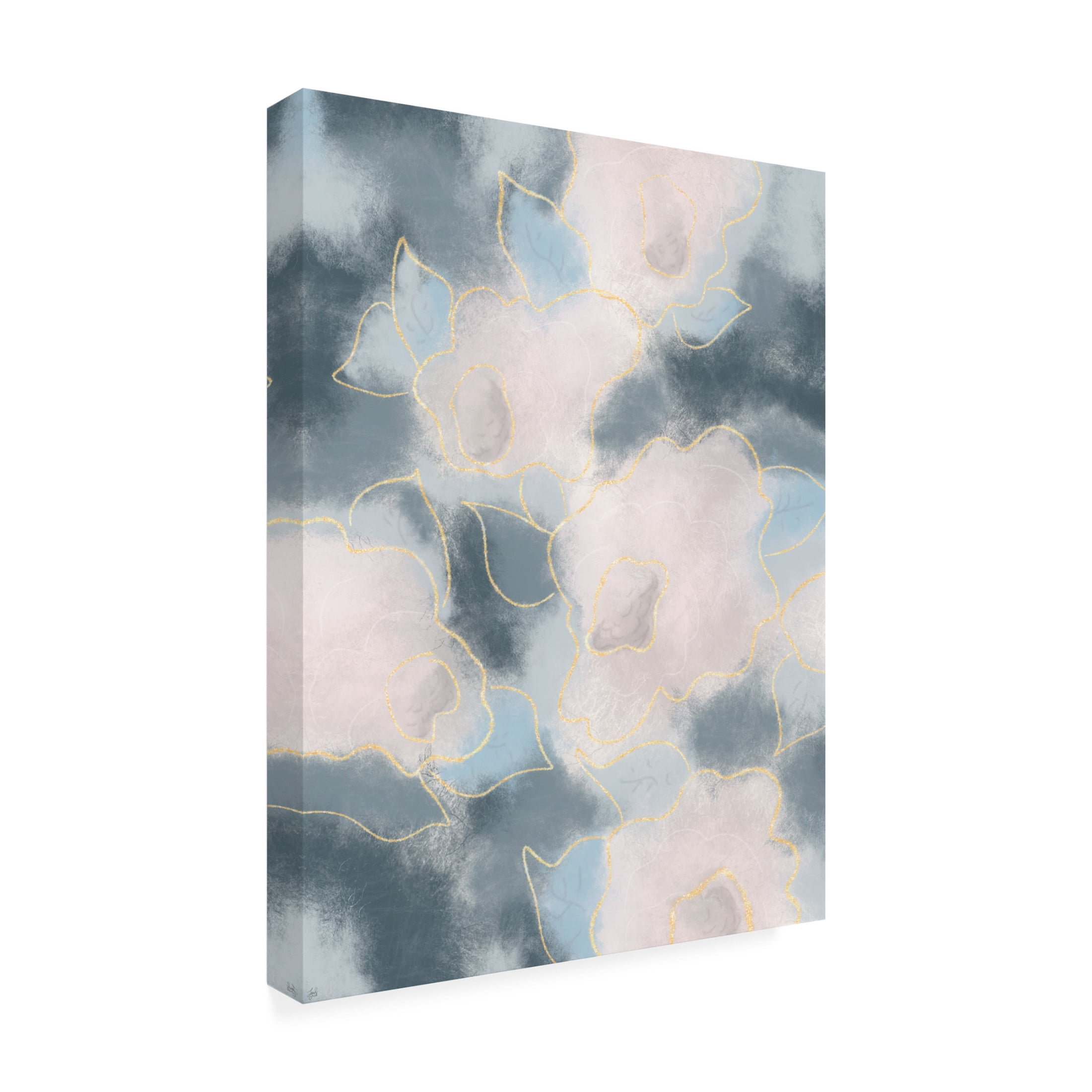 Canvas Wall Art - Line and Brush 'Floral Fibers Soft And Loose' Wall Art for Living Room, Bedroom, or Office Décor by Trademark Fine Art - 14 x 19 Inches