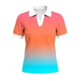 thumbnail image 5 of Nmnitkp Women's Tops, Tees & Blouses Gradient Color Collared V-Neck Short Sleeve T-Shirt, Casual Loose Fit Spring Summer Tops for Daily Wear Orange,S, 5 of 5