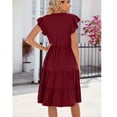 thumbnail image 2 of Women Dress V-Neck Short Sleeve T-Shirt Dress Ruffles Casual Swing Dress, 2 of 5