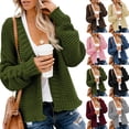 thumbnail image 2 of Cárdigan de punto de otoño e invierno europeo y americano para mujer, cárdigan holgado informal de color sólido de longitud media para mujer, 2 of 5