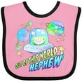 thumbnail image 3 of Inktastic Out of This World Nephew Cute Alien in Outer Space Boys Baby Bib, 3 of 4