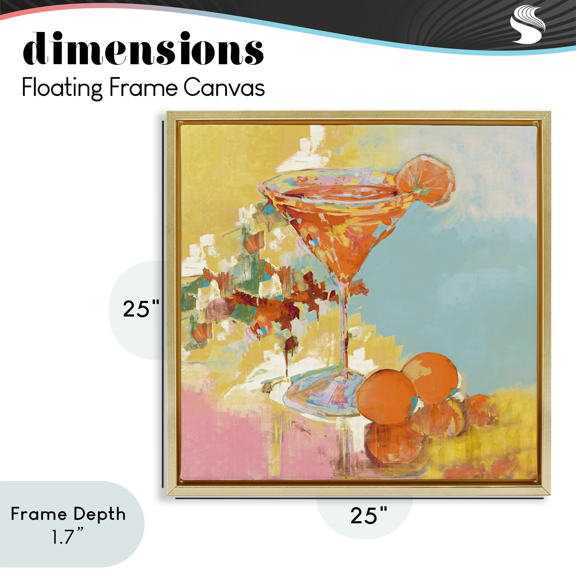 Stupell Industries Summer Citrus Martini Gold Framed Floater Canvas Wall Art, design by Jane Slivka