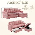 thumbnail image 6 of L-Shaped Sectional Sofa,Corduroy Convertible 3-Seat Sofa Couch with Pull-Out Storage,Ottoman for Living Room,Apartment,Pink, 6 of 7