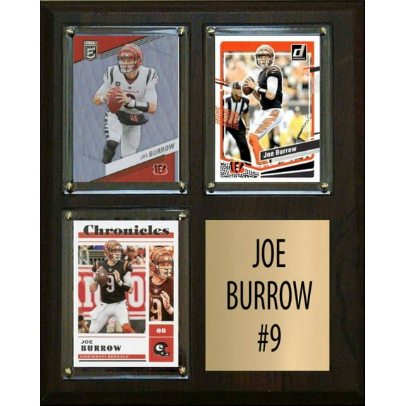 Joe Burrow 3 Card Plaque Donruss Fleer Topps 2023 2024