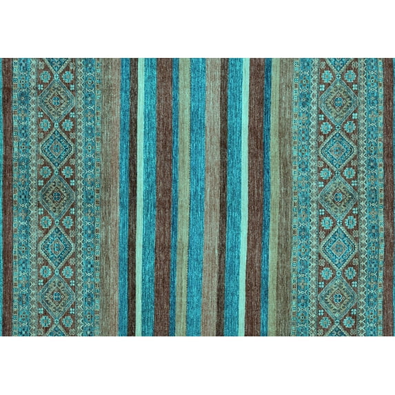 Ahgly Company Indoor Rectangle Abstract Light Blue Modern Area Rugs, 8' x 12'