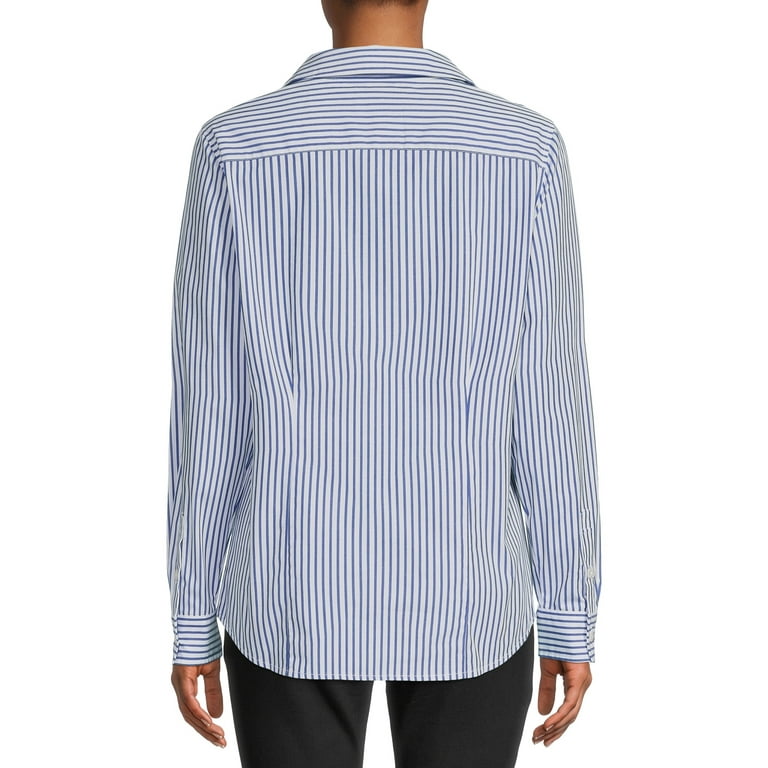 トップス Oblada | BLOKE SHIRT STRIPE WOMEN Amazon.com: Women's Smocked Cuffed Striped Boyfriend Shirt