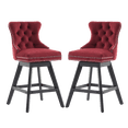 thumbnail image 5 of Tcbosik 2 Pack Velvet Swivel Barstools, Upholstered Counter Height Bar Chair with Button Tufted Back & Wood Legs for Kitchen, Dining Room, Home Pub, Wine Red, 5 of 10