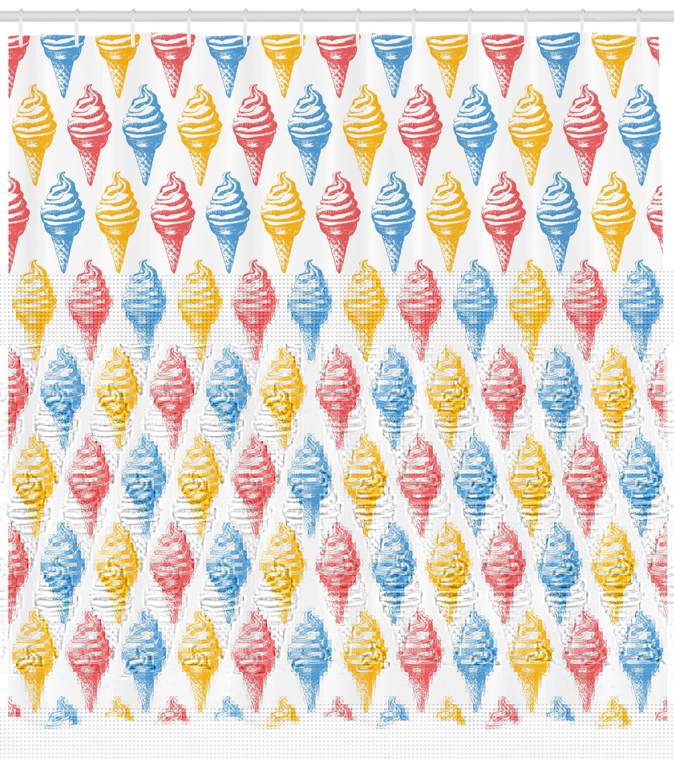 thumbnail image 3 of Ambesonne Retro Shower Curtain, Ice Cream Cones 50s Time, 69"Wx84"L, Multicolor, 3 of 3