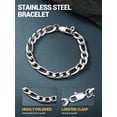 thumbnail image 5 of PROSTEEL Bracelet for Men Stainless Steel Figaro Chain Wrist Link Bracelets 6MM 7.5 inch Boyfriend Silver Birthday Father Day Jewelry Gift for Him Dad Son Adult Age, 5 of 8