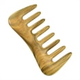 thumbnail image 1 of 1 Peine Verde de Dientes Anchos, Peine de Madera Natural para Cabello Rizado, Sin Estática para Desenredar con Peine de Masaje, 1 of 8