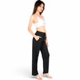 thumbnail image 3 of Women's High Waist Wide Leg Lounge Pants with Drawstring- Black,X Large, 3 of 7