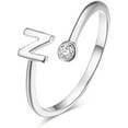 thumbnail image 1 of HAHDAXIA Bague Mi-Doigt Ouverte Ajustable Plaquée Argent Initiale 26 Alphabet Délicate Incrustée de Cristal Bijoux, 1 of 7