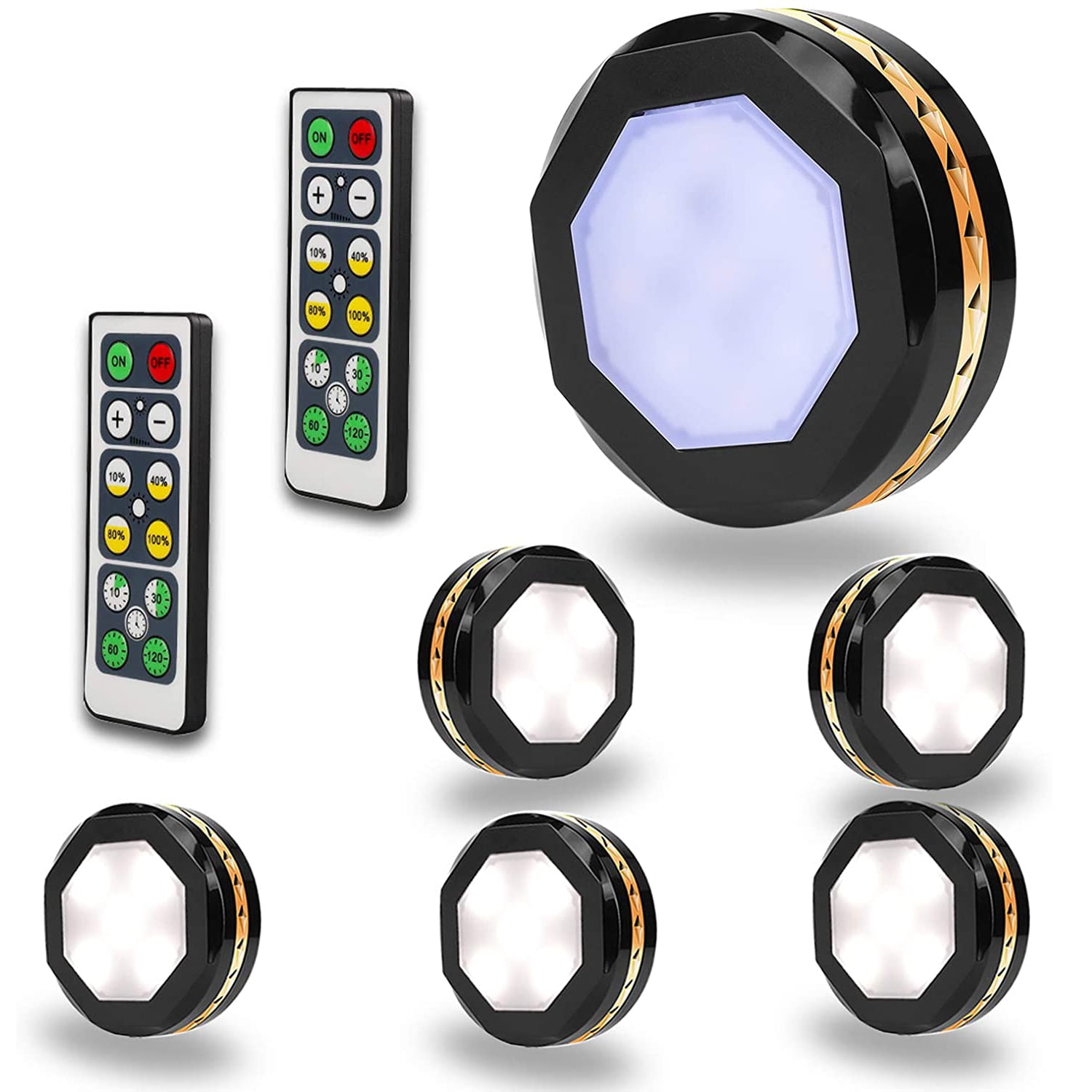 6 Pack LED Puck Lights Battery Operated for Kitchen Closet, Dimmable