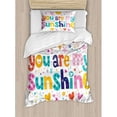 thumbnail image 3 of Ambesonne Quotes Cute Love Text Print Made by Fun Happy Animal and Heart Figures Kids Nursery Theme Duvet Cover Set, 3 of 3