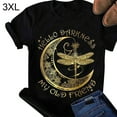 thumbnail image 2 of Femmes T-shirt Imprimé Manches Courtes Top Col Rond Manches Top Femmes T-shirt Fille Été Blouse Décontractée, Noir, 3XL, 2 of 5