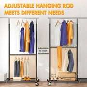 Also Go Heavy Duty Clothes Rack, 410 LBS Clothing Rack with Wheels Rolling, Clothes Racks for Hanging Clothes Adjustable, Portable Garment Rack Heavy Duty, Black