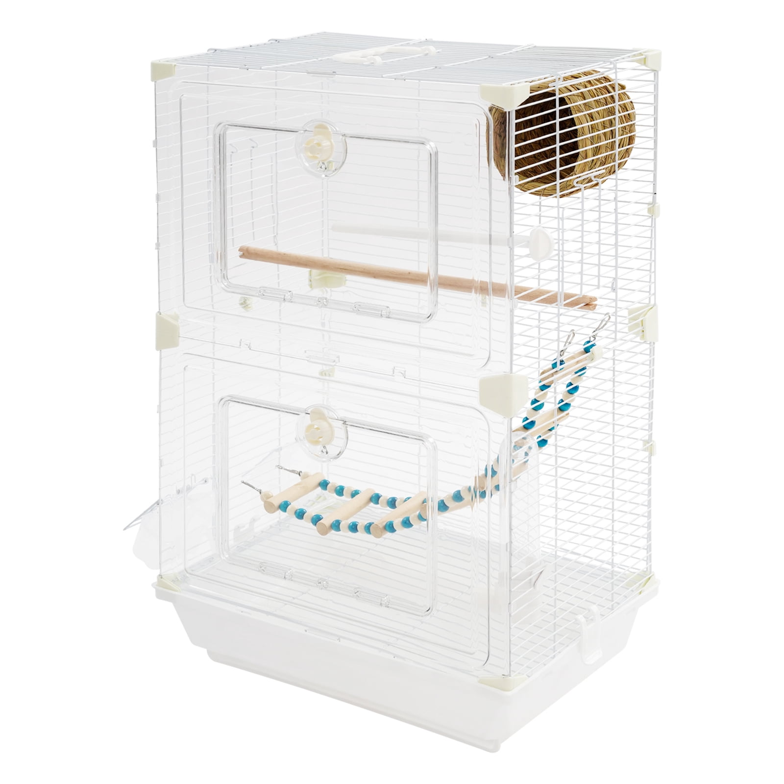 Bird Cage for Small Medium Birds, Standing Flight Bird House with Nest Feeders, Birdcage with Removable Tray (15.74*11.02*24.8in)