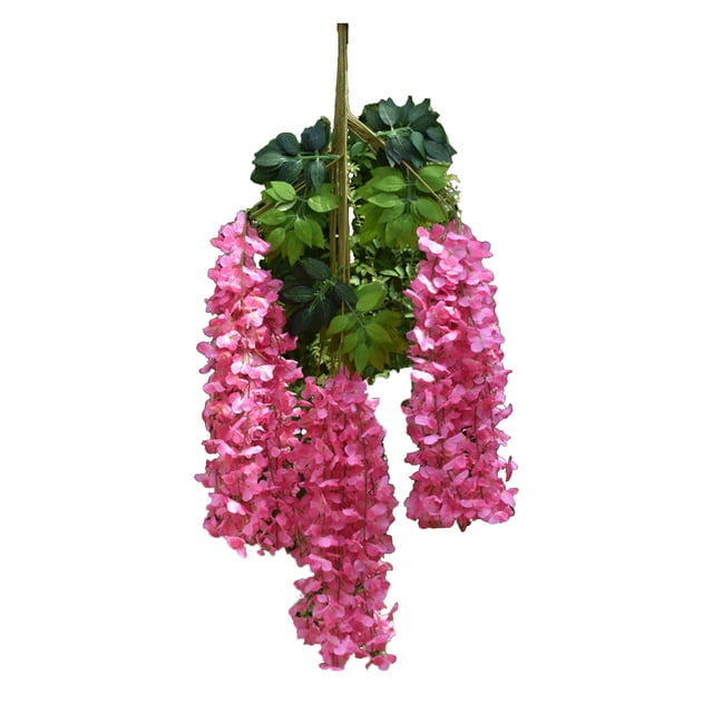 Guirnalda de flores artificiales de glicina para colgar en la pared, para interiores y exteriores, ideal para bodas, fiestas, festivales y decoración floral simulada.