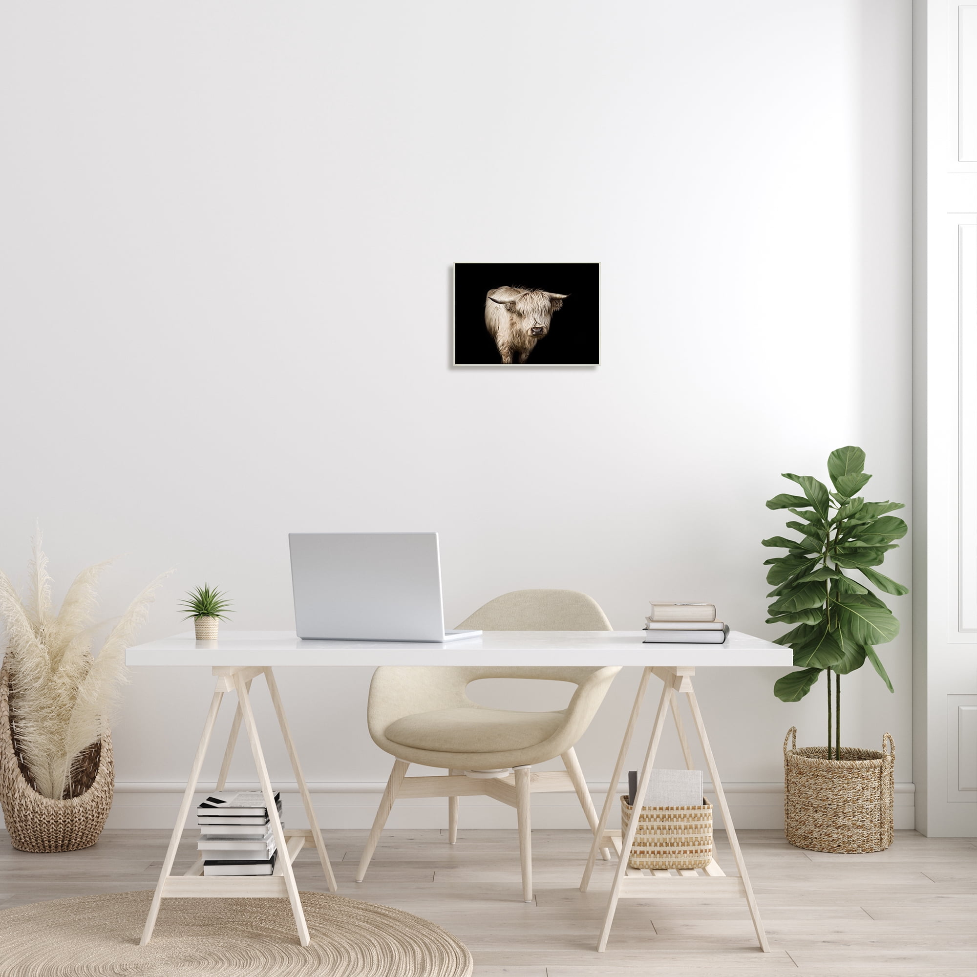 Stupell Industries Solemn Cattle Portrait Modern Farm Animal over Black Animals & Insects Photography Unframed Art Print Wall Art, 10 x 15
