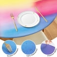 thumbnail image 4 of Colorful Watercolor Stripe Pattern Round Fitted Tablecloth with Elastic Edge,Dining Table Cover Waterproof,Outdoor Round Tablecloth for Camping,Dining,Indoor and Outdoor, 4 of 7