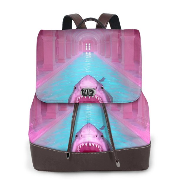 Fotbe Pink Shark Pool Fantasy Mochila Bolso con Estampado para Mujer, Mochila Antirrobo de Nylon Impermeable, Bolsa Ligera de Hombro