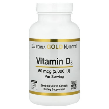 California Gold Nutrition Vitamin D3, 50 mcg (2,000 IU), 360 Fish Gelatin Softgels